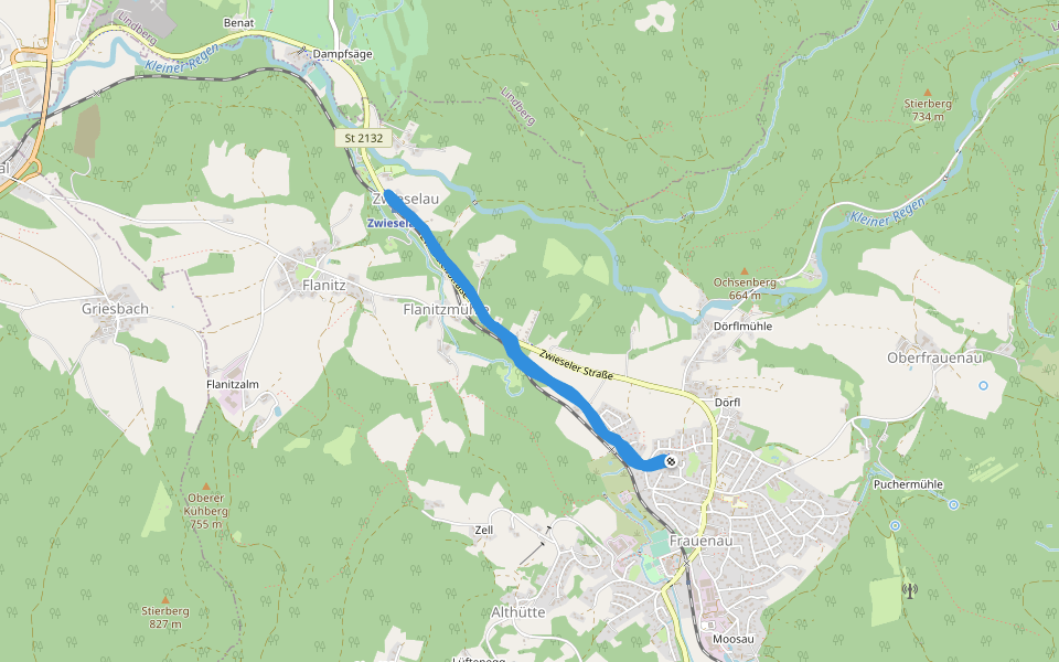 Falkenweg walking route map in Frauenau