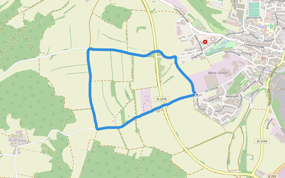 Keltenschanze walking route map in Lauterhofen