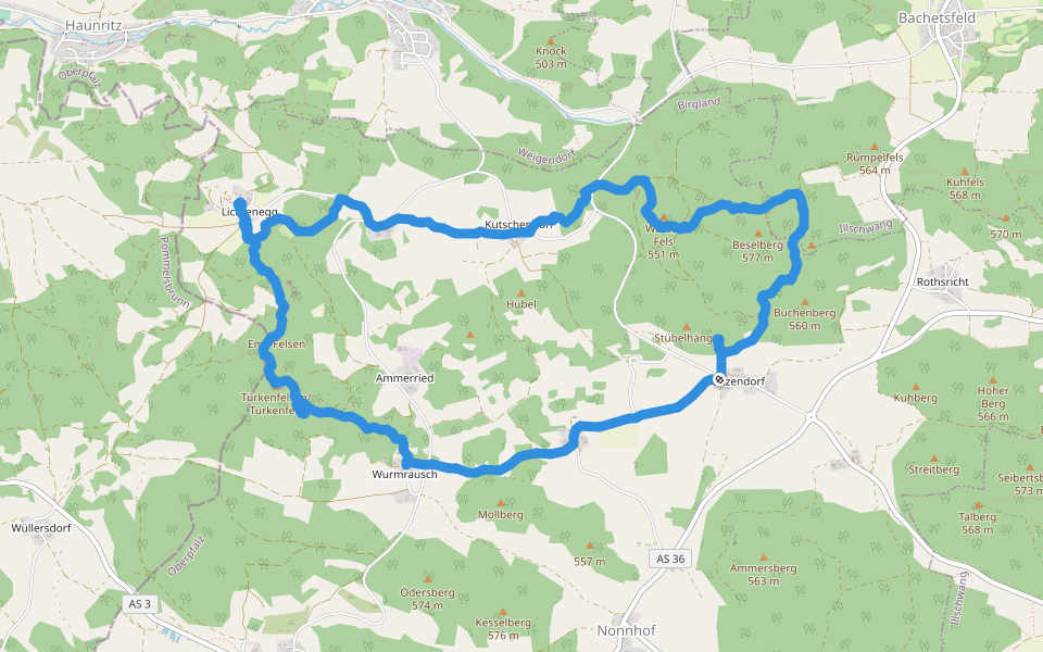 Buchenberg walking route map in Birgland