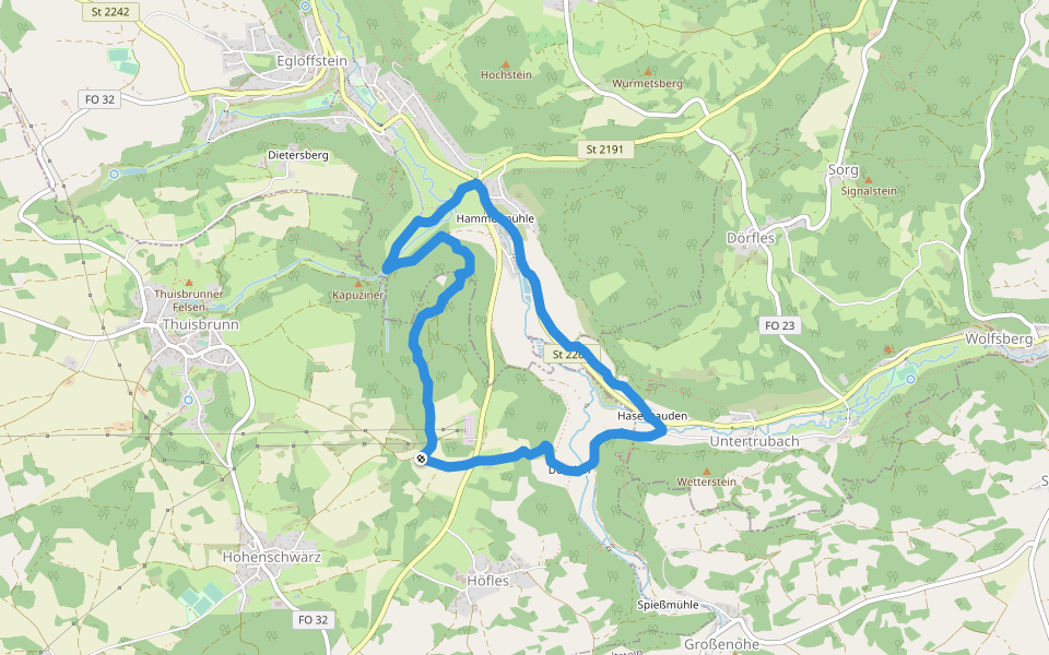 Burggraf walking route map in Gräfenberg