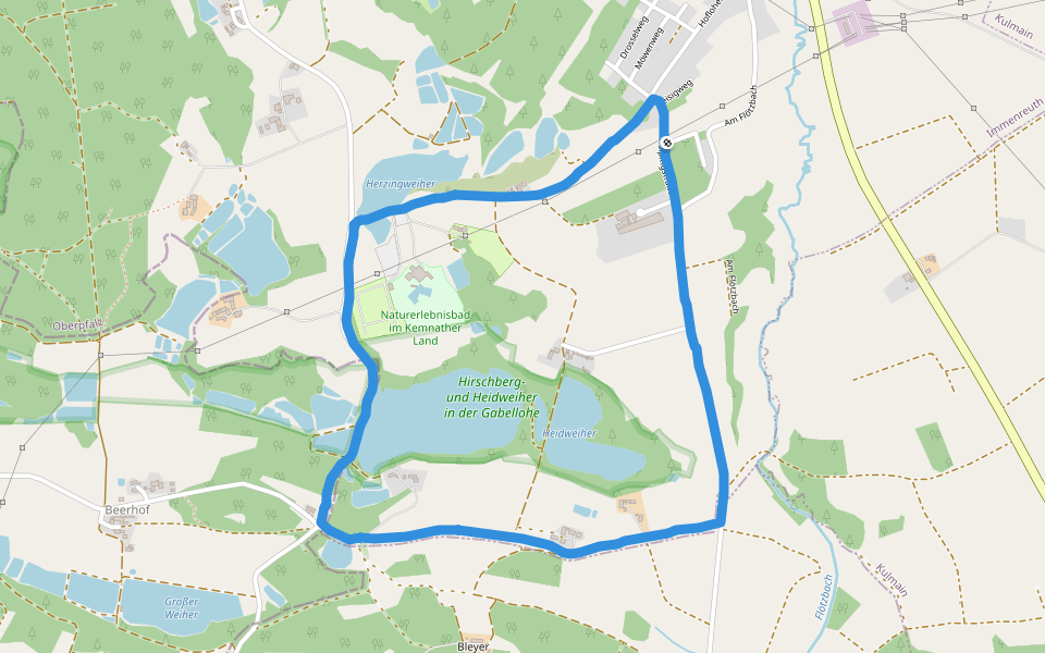 Hirschberg- und Heidweiher in der Gabellohe walking route map in Immenreuth