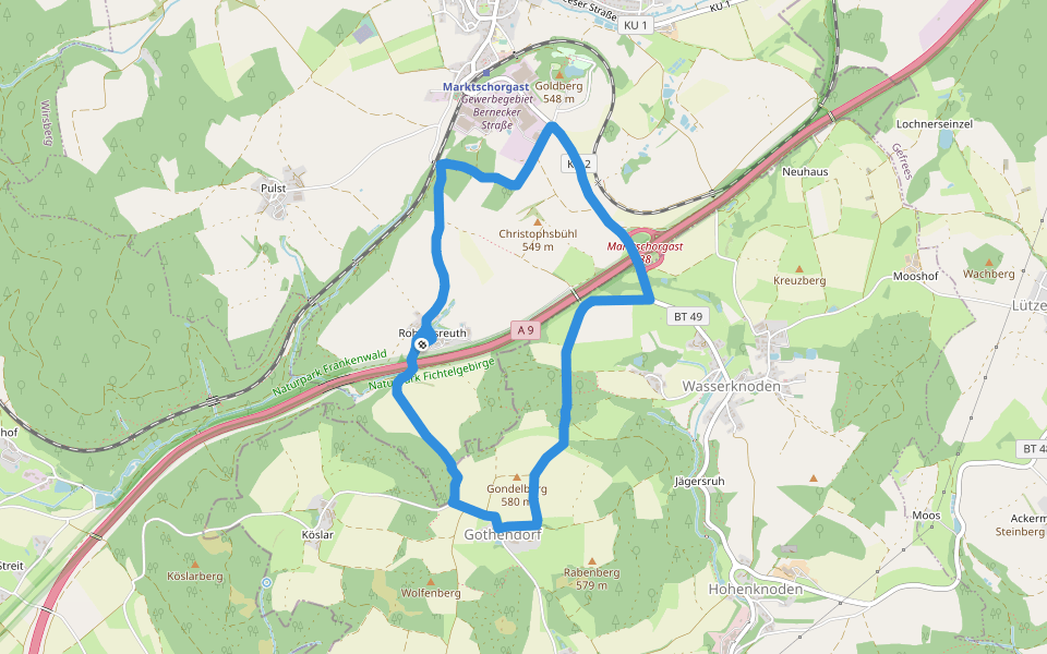 Gondelberg - Christophsbühl walking route map in Marktschorgast