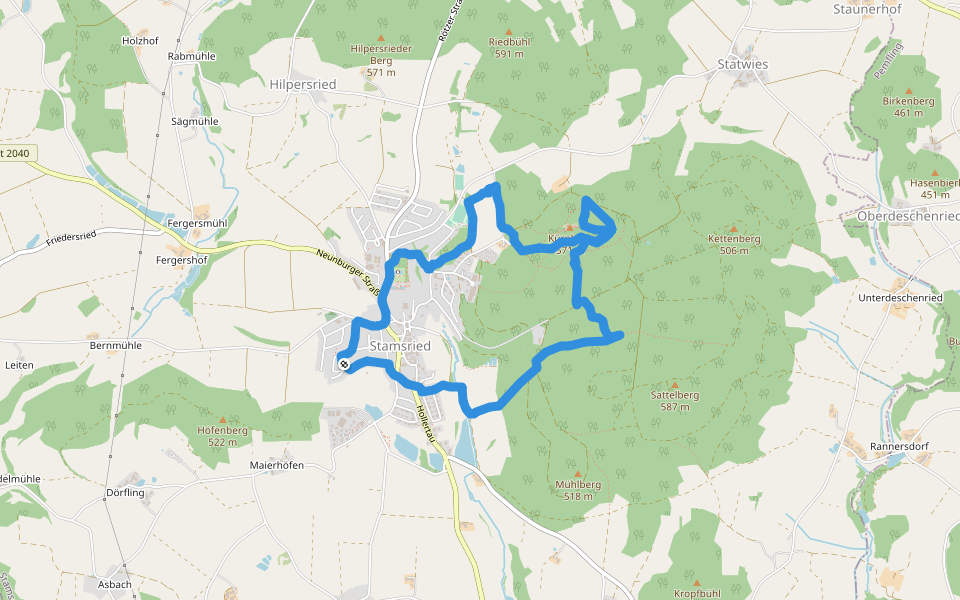 Keltischer Baumkreis walking route map in Stamsried