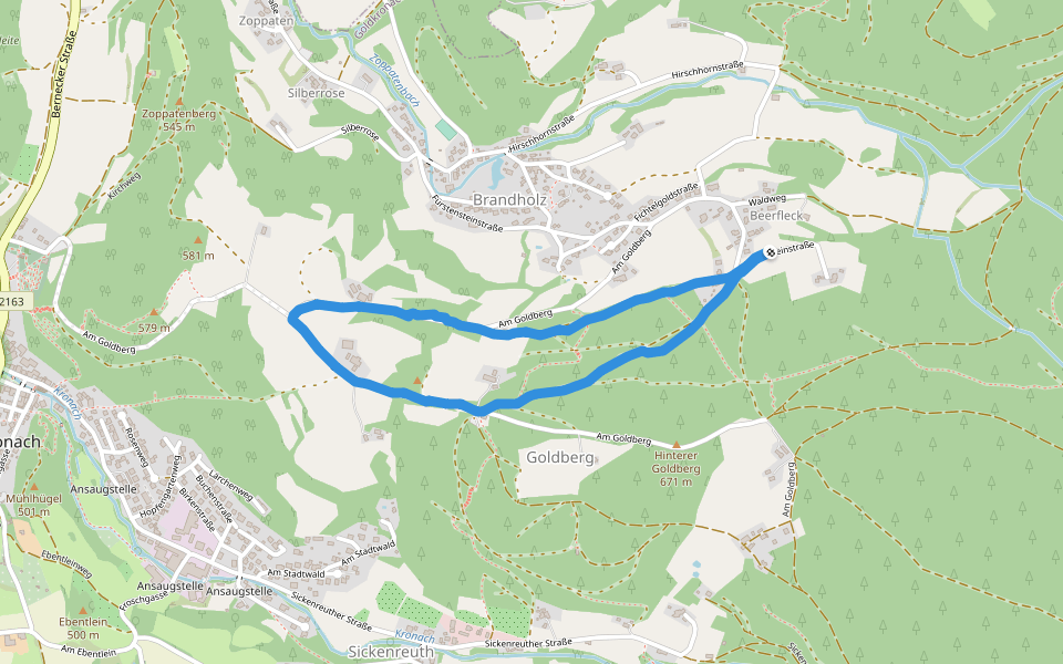 Besucherbergwerk Mittlerer Schmutzler Stollen walking route map in Goldkronach
