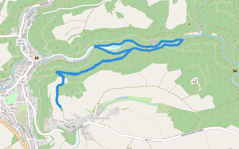 Waldschwimmbad walking route map in Wirsberg