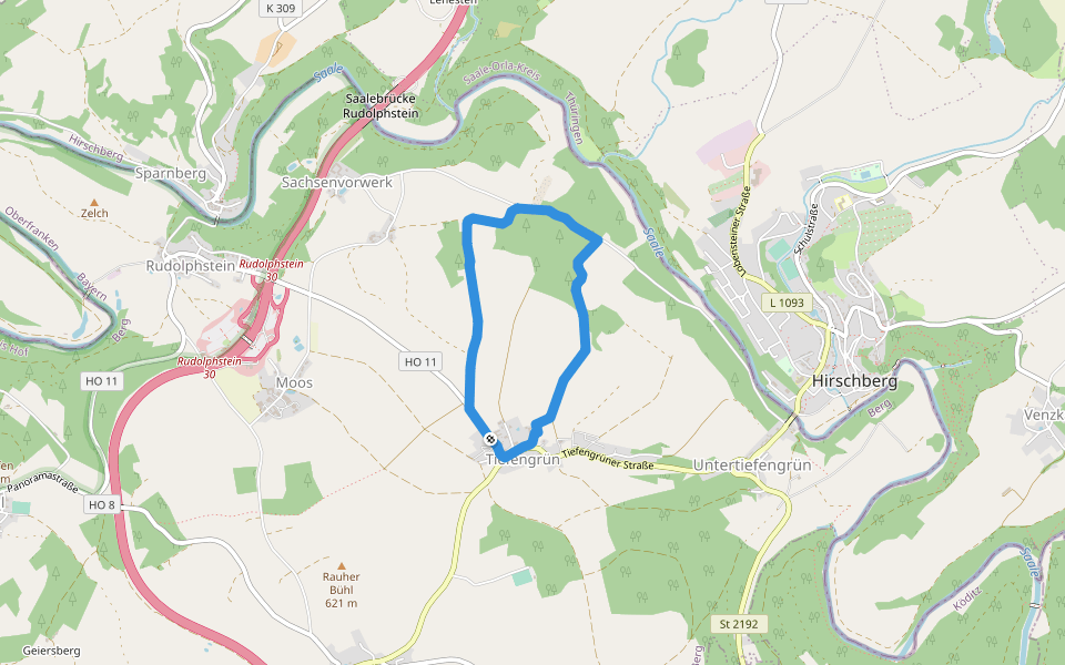 Tiefengrün walking route map in Berg