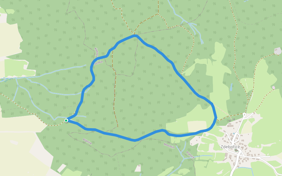 Zdeborice walking route map in Mochtín