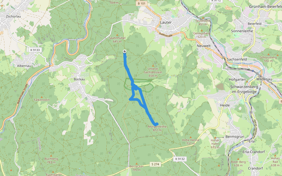 Morgenleithe walking route map in Lauter-Bernsbach