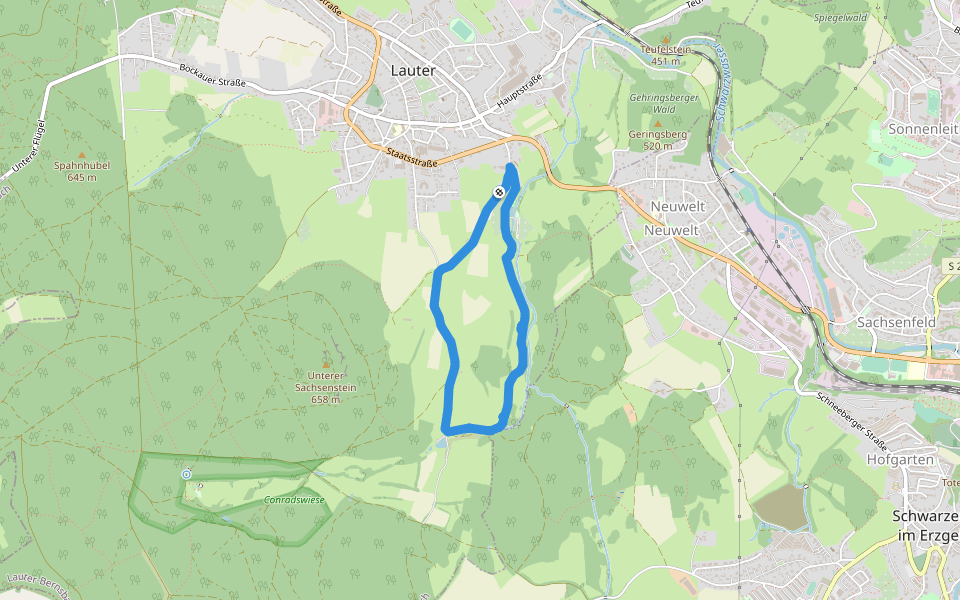 Lindenstraße walking route map in Lauter-Bernsbach