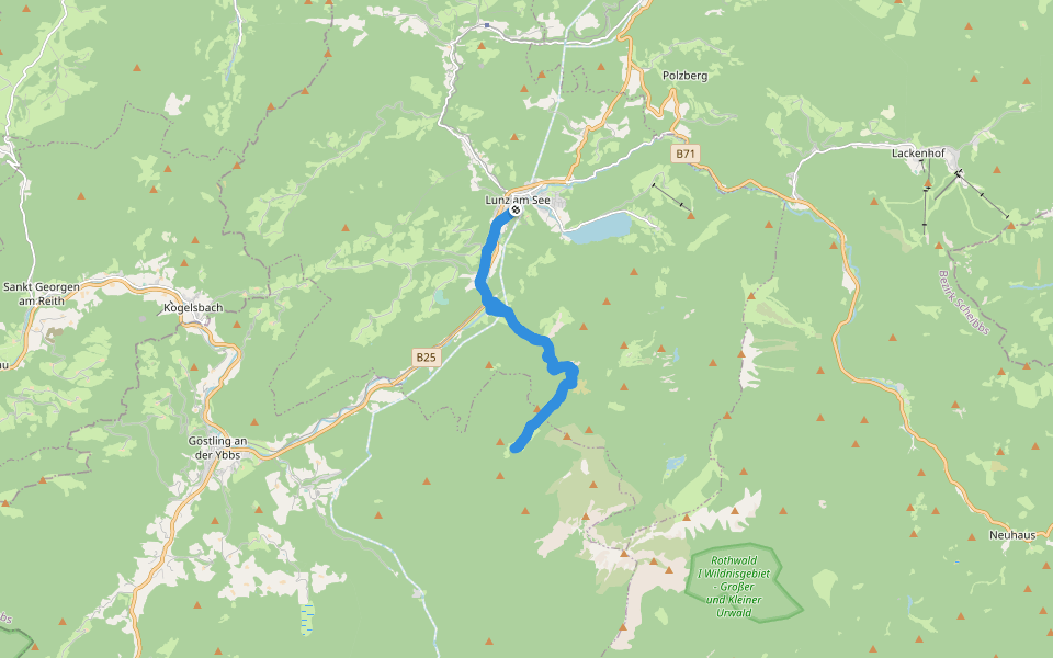 Lechnergraben walking route map in Lunz am See