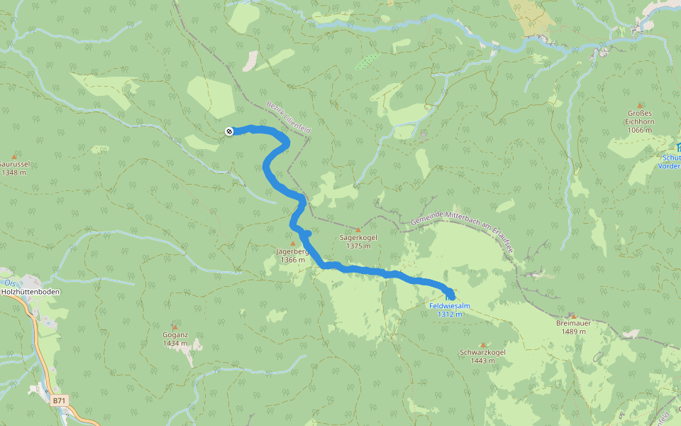 Sagerkogel walking route map in HinterÖtscher