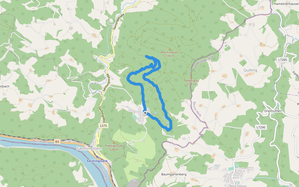 Einsiedlerstein walking route map in Waldhausen im Strudengau