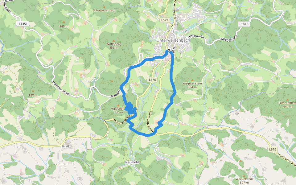 Aglasberg walking route map in Unterweißenbach