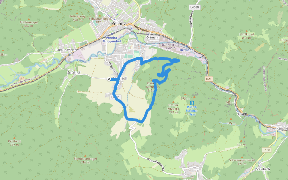 Pernitz - Gr. Kitzberg - Waidmannsfeld walking route map in Neusiedl