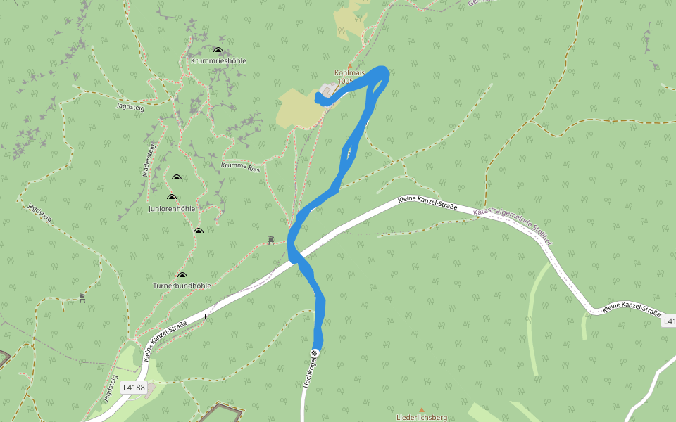 Naturfreundesteig walking route map in Dürnbach