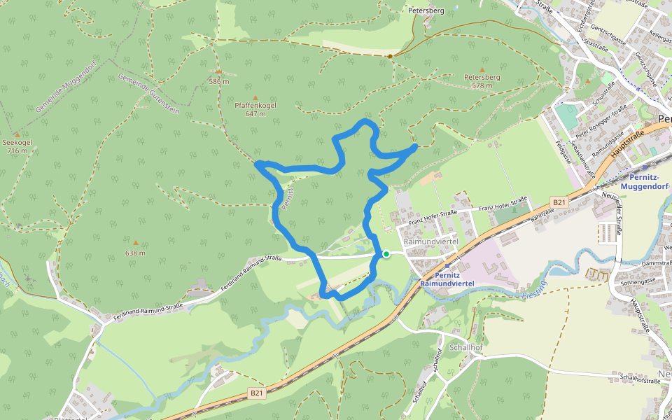 Pfaffenkogel - Raimundweg walking route map in Pernitz