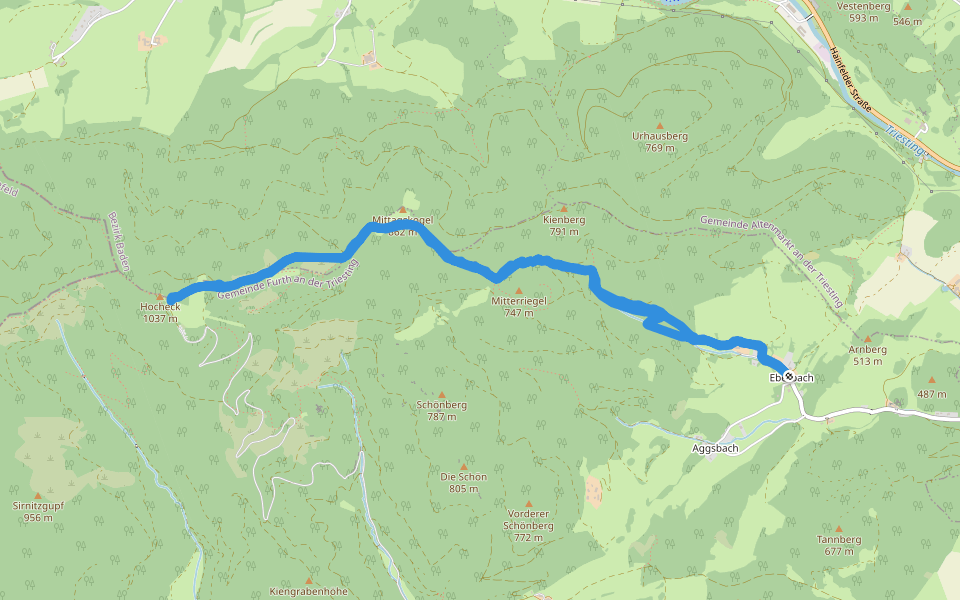 Kienberg walking route map in Eberbach