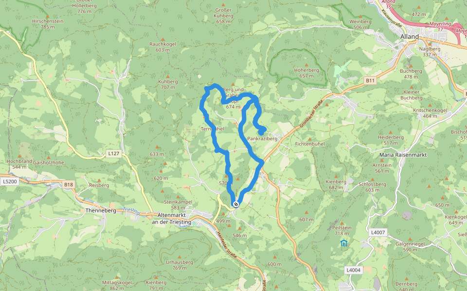 Pankraziberg walking route map in Nöstach