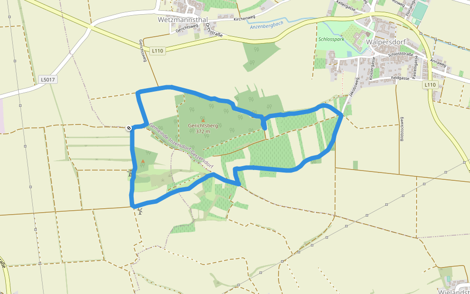 Gerichtsweg walking route map in Herzogenburg