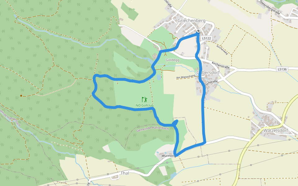 Kirchenweg walking route map in Griechenberg