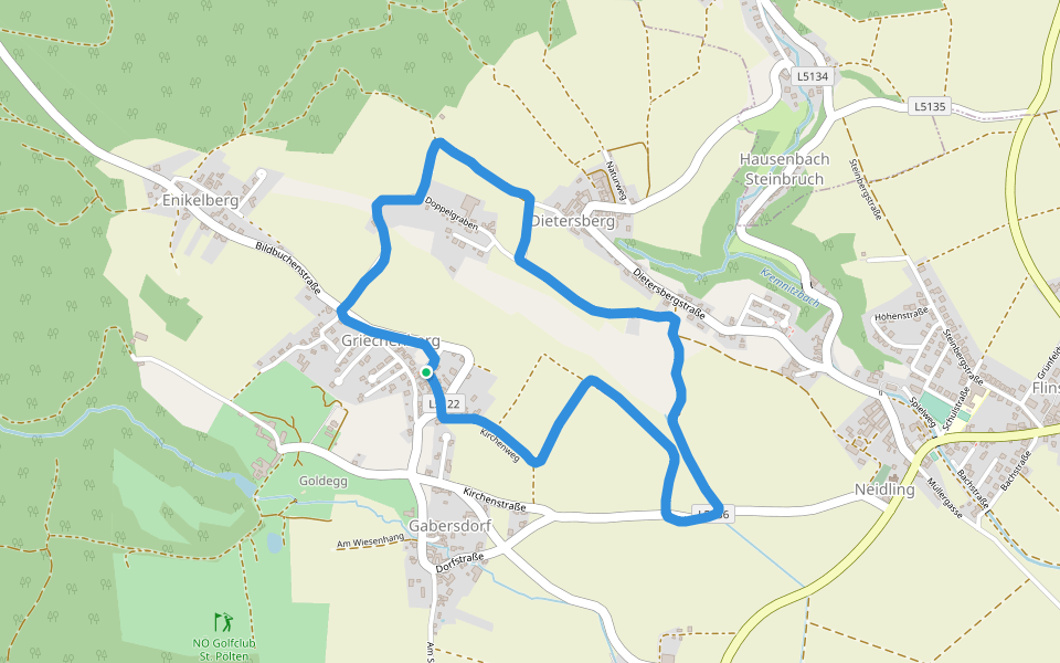 Kirchenweg walking route map in Griechenberg
