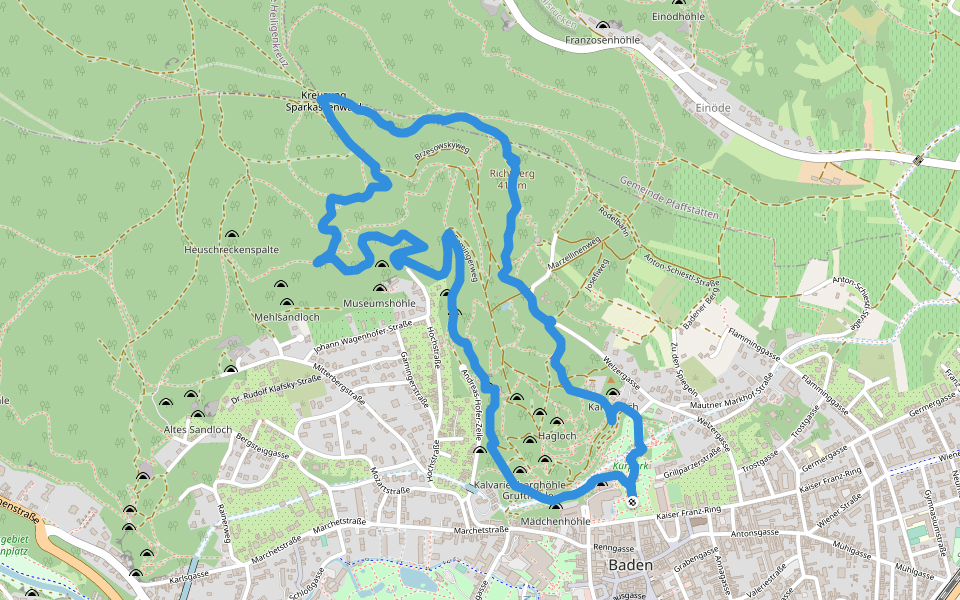 Marchetstraße - Rainerweg walking route map in Baden