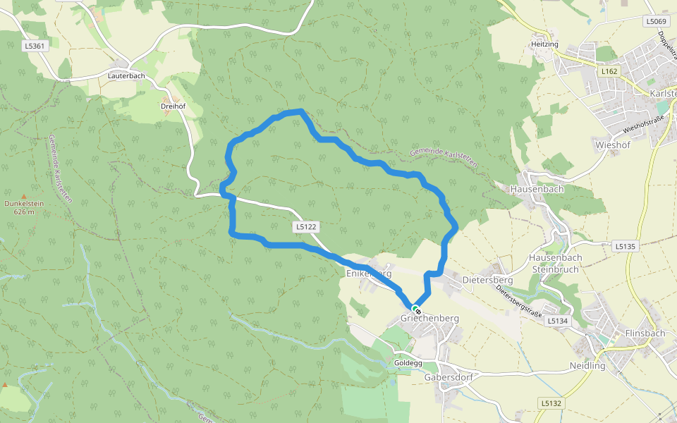 Musterkreuz walking route map in Griechenberg