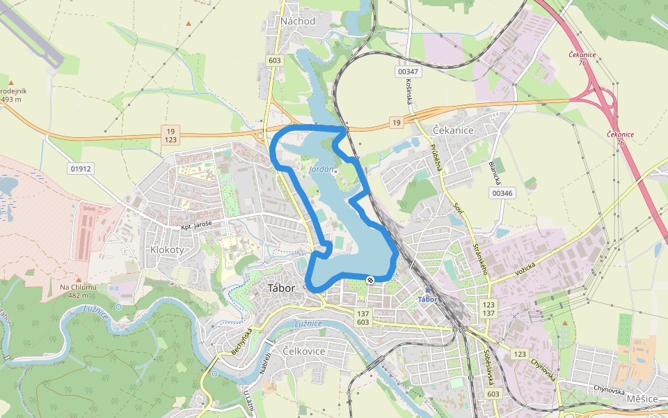 Jordán walking route map in Tabor