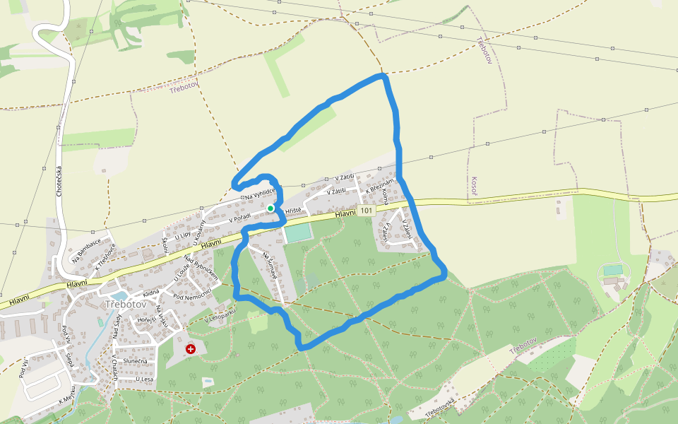 SK Třebotov walking route map in Třebotov