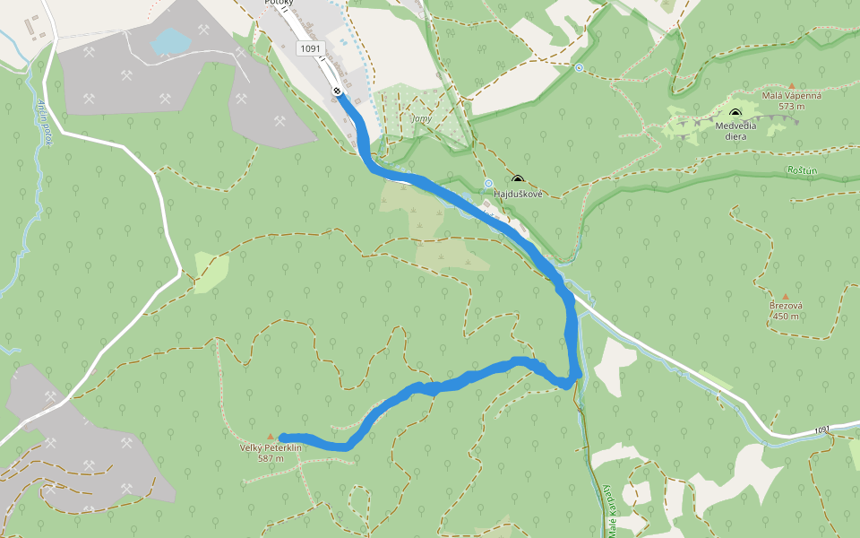 Veľký Peterklin walking route map in Sološnica