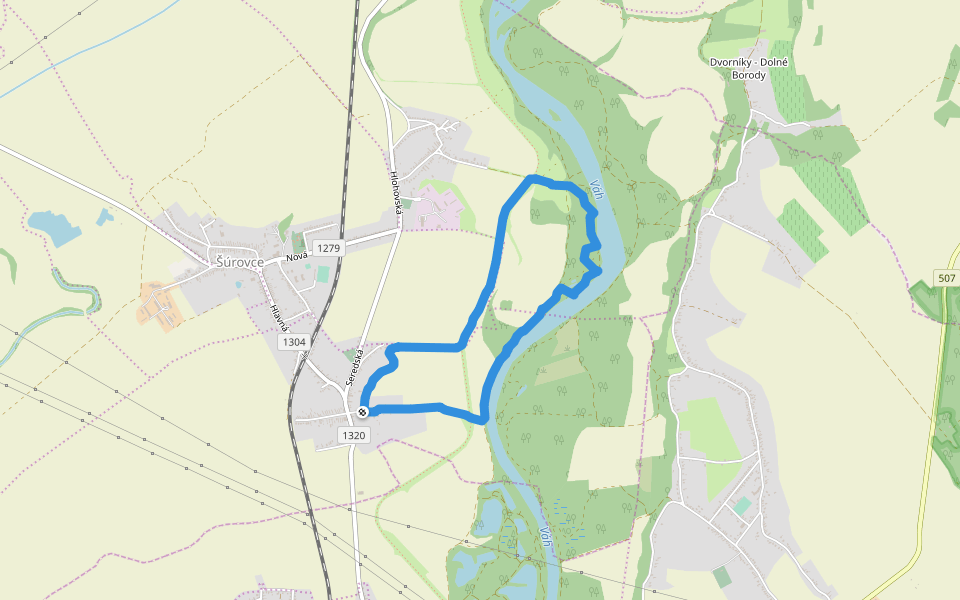 Váh walking route map in Šúrovce