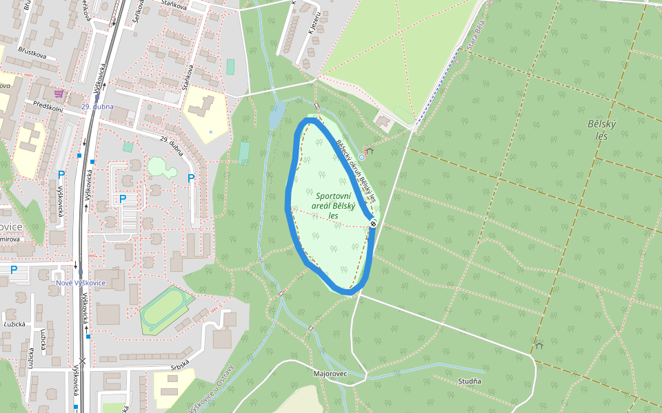 Bělský les walking route map in Mořkov