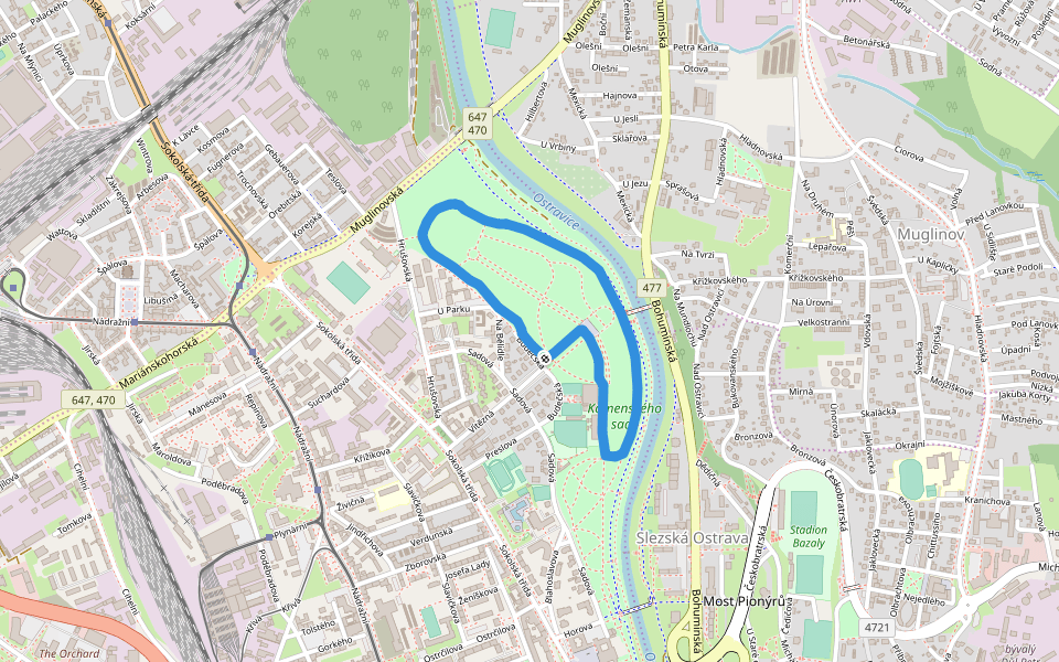 Komenského sady walking route map in Mořkov