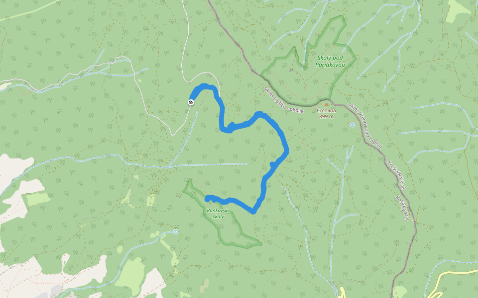 Rankovské skaly, rázcestie walking route map in Mudrovce
