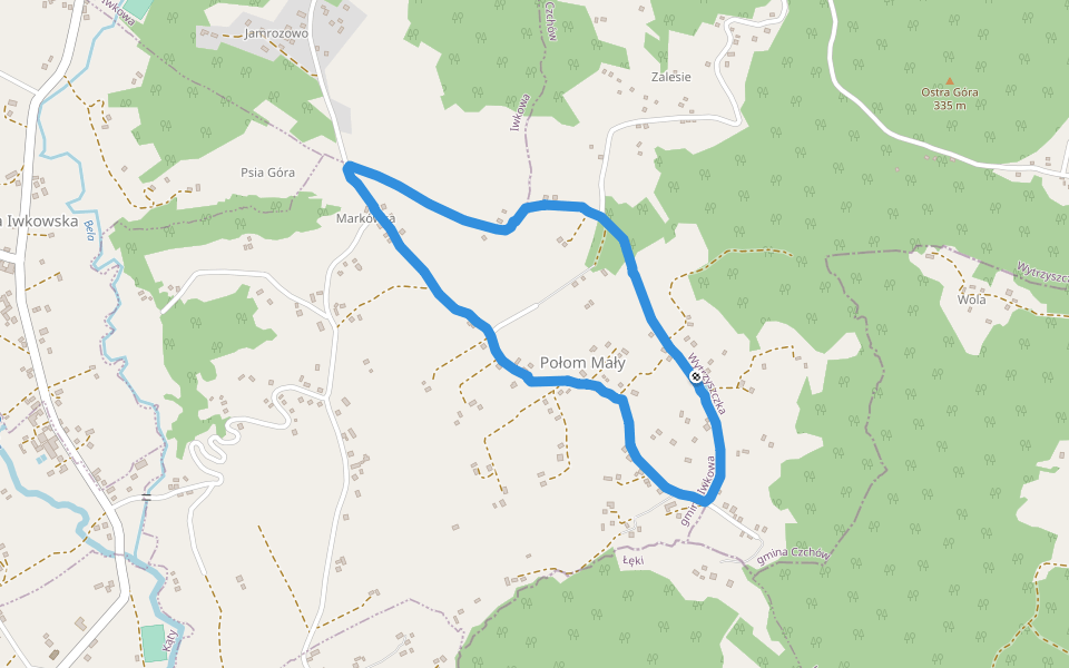 Połom Mały walking route map in Wytrzyszczka