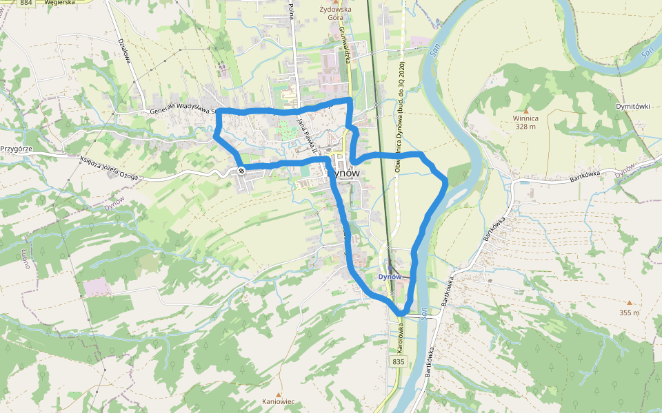 Park Krajobrazowy Pogórza Przemyskiego walking route map in Dynów