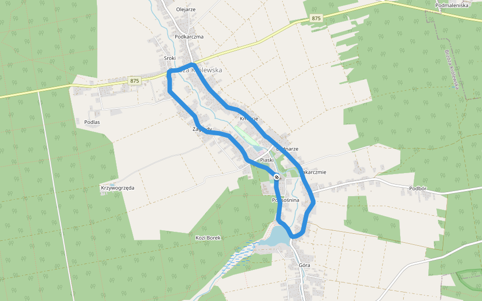 Zalew walking route map in Brzóza Królewska