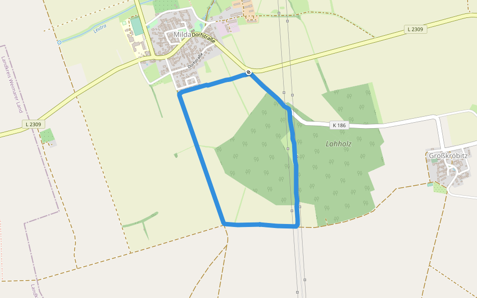 Lohholz walking route map in Milda