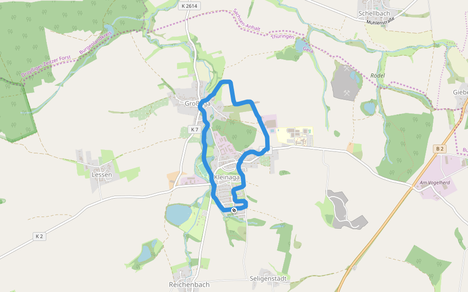 Grosser Hainteich walking route map in Gera