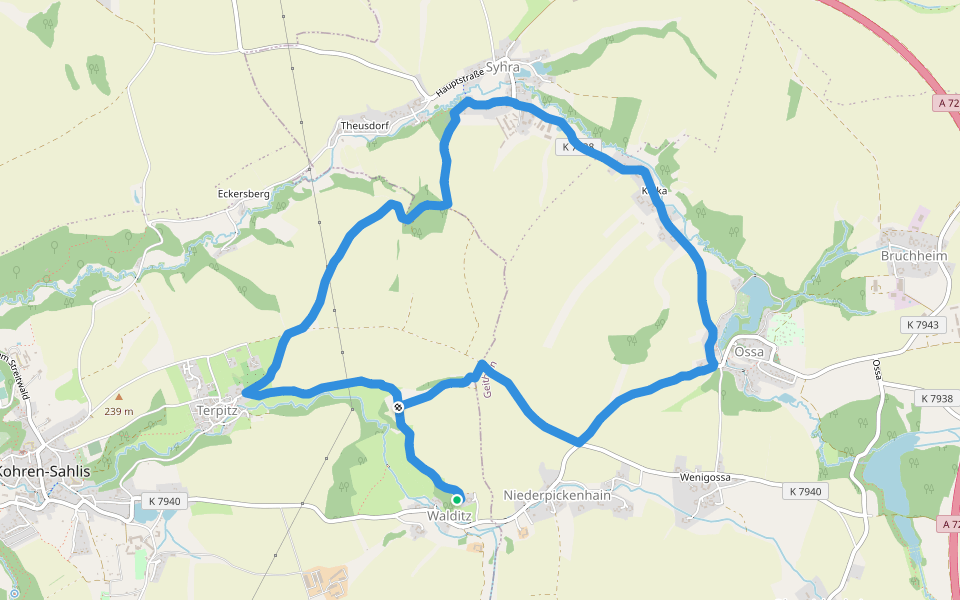 Ossabach walking route map in Frohburg