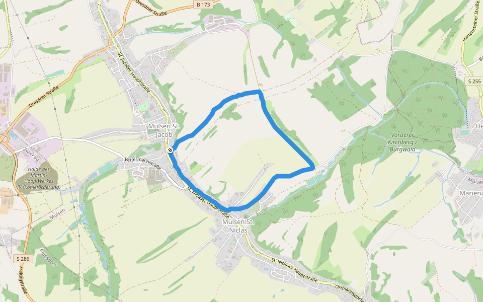 Eisteich walking route map in Mülsen