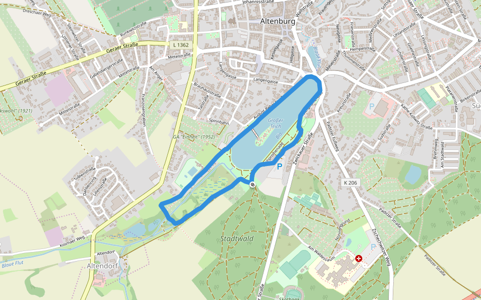 Großer Teich walking route map in Altenburg