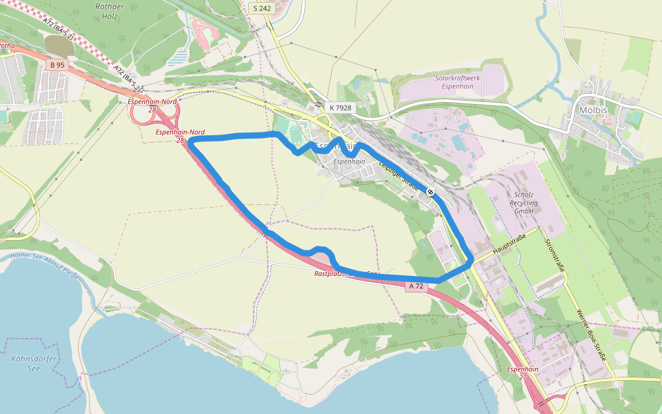 Otto-Heinig-Stadion walking route map in Rötha