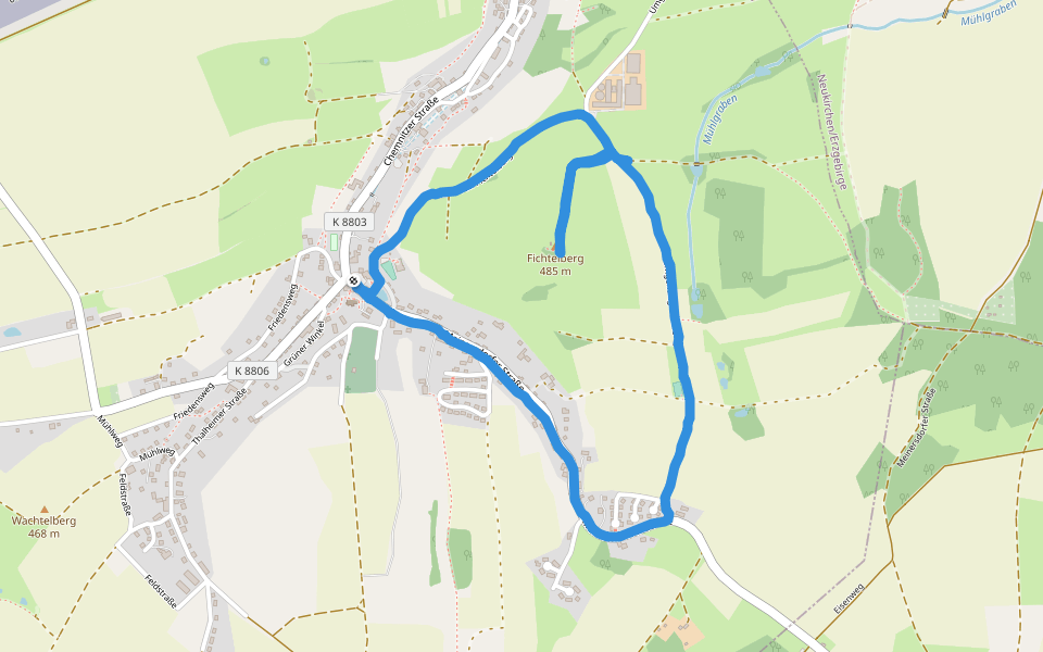 Fichtelberg walking route map in Jahnsdorf/Erzgeb