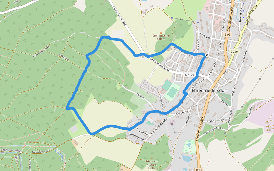 Geyrischer Wald walking route map in Ehrenfriedersdorf