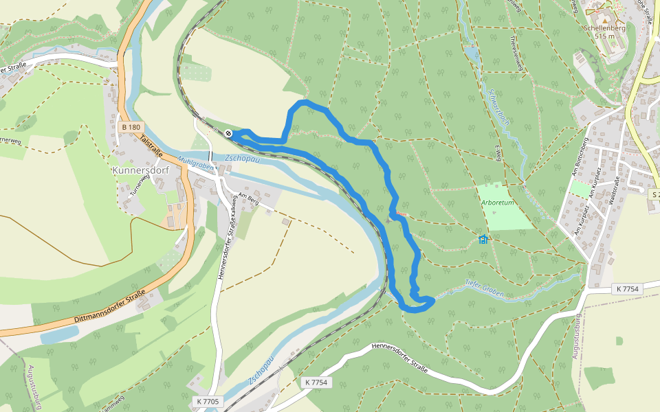 Förstersteig walking route map in Augustusburg