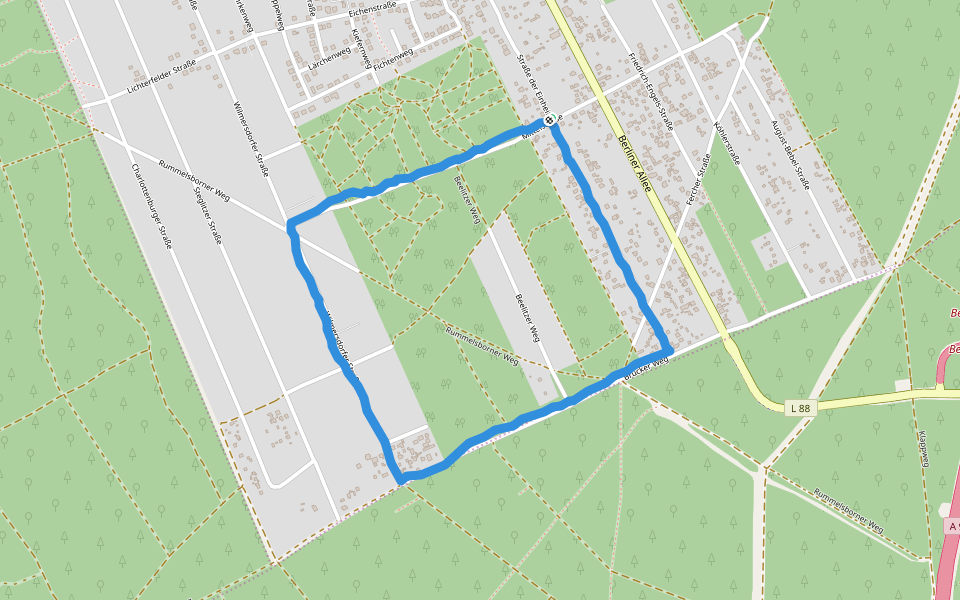 Fichtenwalde walking route map in Beelitz