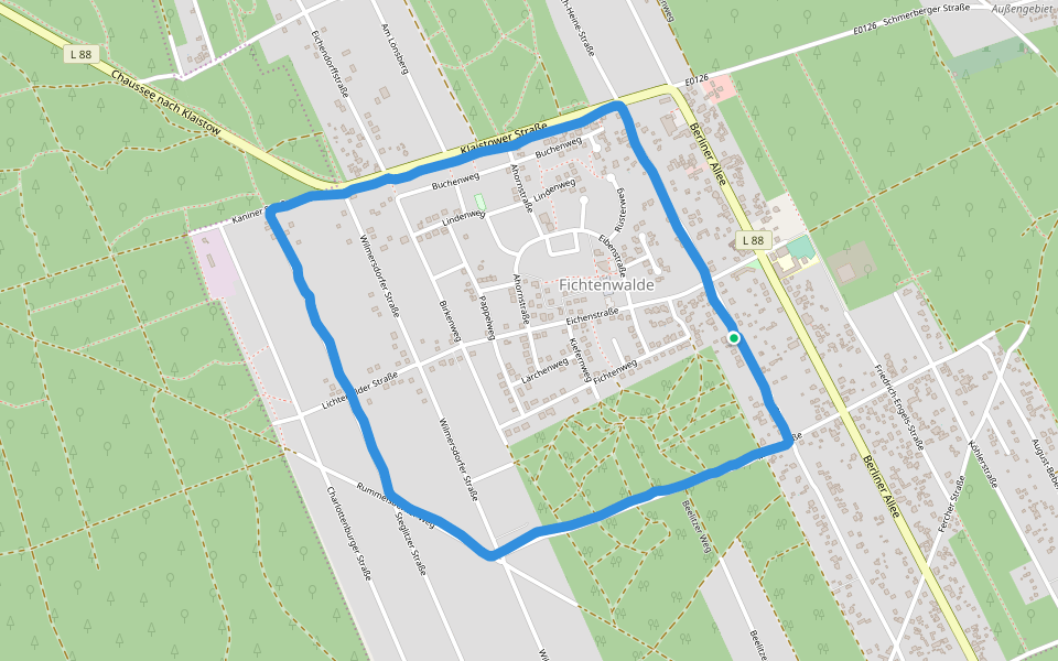Kaniner Heide walking route map in Beelitz