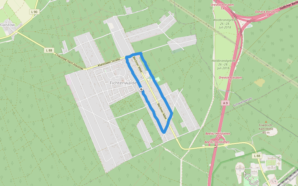 Sport- und Spielplatz walking route map in Beelitz