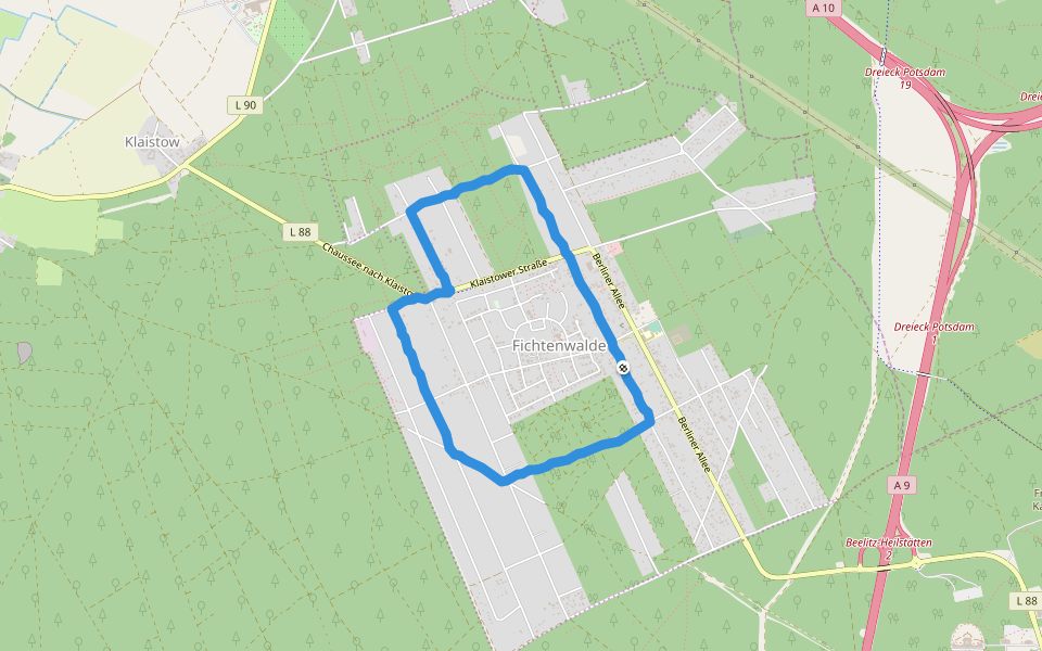 Fichtenwalde walking route map in Beelitz